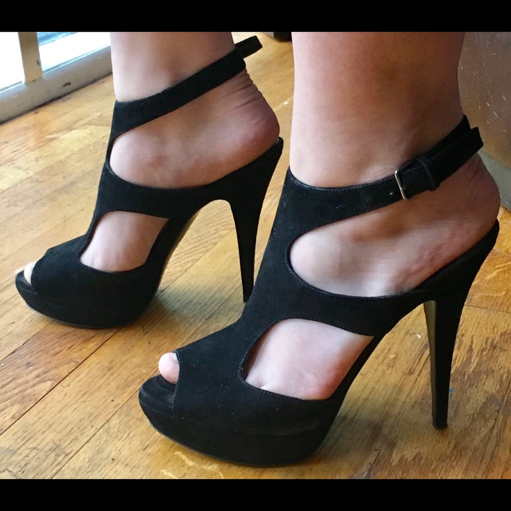 Miu Miu Black Suede Cutout Sandals Sz 38.5